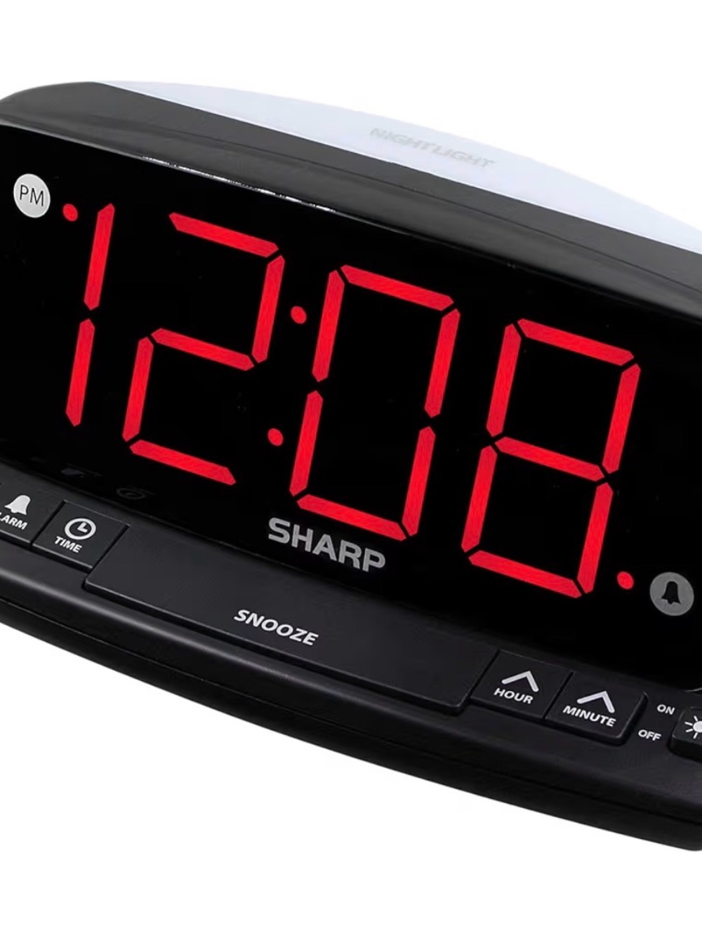 Sharp Digital Alarm Clock with Large Red LED Display